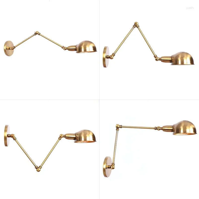 Wall Lamp American Industrial Wind Creative Personality Nordic Postmodern Double Long Arm Foldbar Copper Dining/Restaurant/Bedside E 27