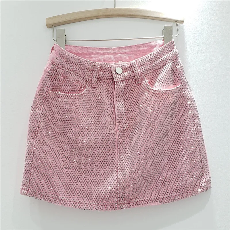 Skirt Unif Pink Glitter Daria Skirt Sparkling Denim Dress Skirt Set