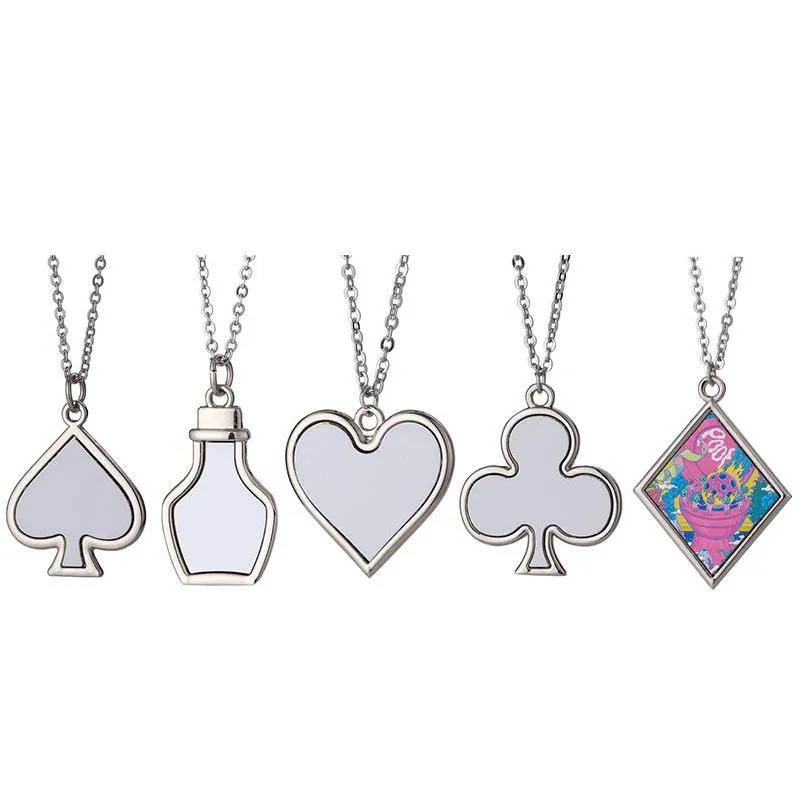 Pendentif Colliers Diy Sublimation Collier Blanc Transfert De Chaleur Souhaitant Bouteille Coeur De Pêche Mode Vacances Cadeau Drop Delivery Bijoux Dhdap