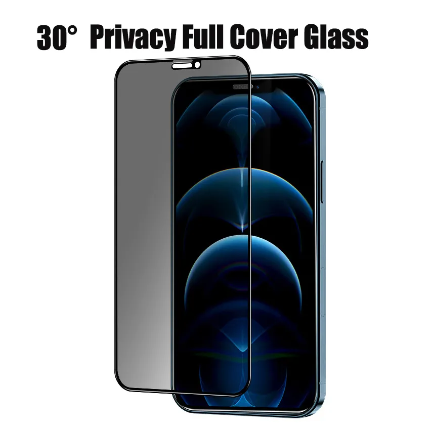 30-Winkel-Anti-SPY-Telefon-Displayschutz für iPhone 14 13 12 Mini 11 PRO MAX XR XS SE 6 7 8 Plus Anti-Peek-Sichtschutz aus gehärtetem Glas