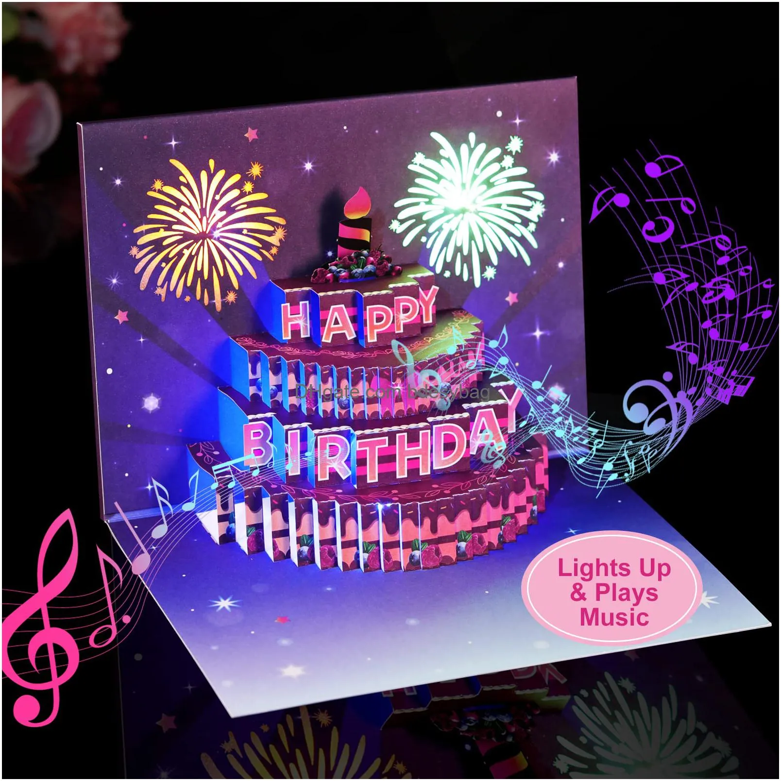 Cartes De Voeux 3D Couleurs Modifiables Musique Légère Anniversaire Pop Up  Réchauffement Led Colourf Gâteau Musical Carte Heureuse Cartes Postales  Pour Maman Femme S Amd3Y Du 2,25 €