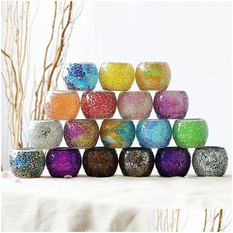 Candle Holders Mosaic Glass Holder Creative Color Candlestick Home Restaurant Valentines Day Table Decoration Christmas Gift Dhm8Z