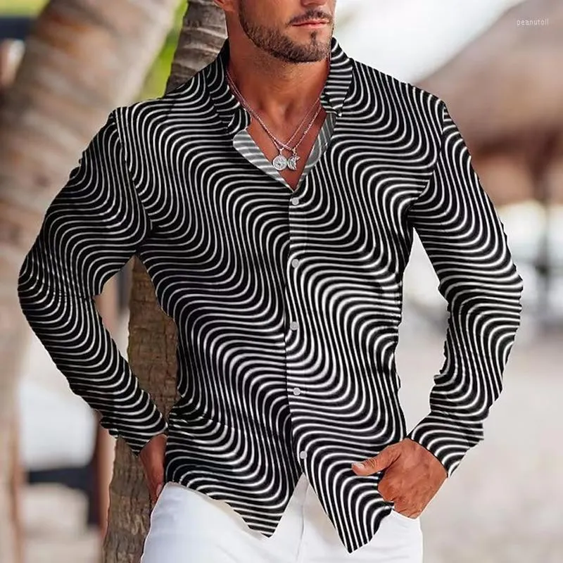 Camisas para hombre estampadas, camisas manga larga