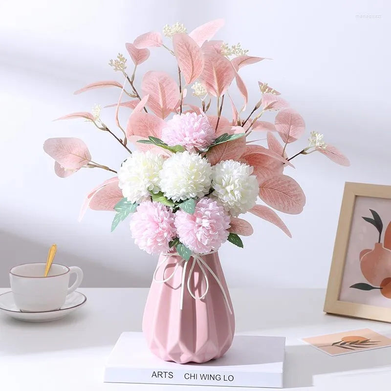 Decorative Flowers Artificial Bouquet Nordic Table Flower Art Mori Living Room Decoration Hand Holding Ball Chrysanthemum