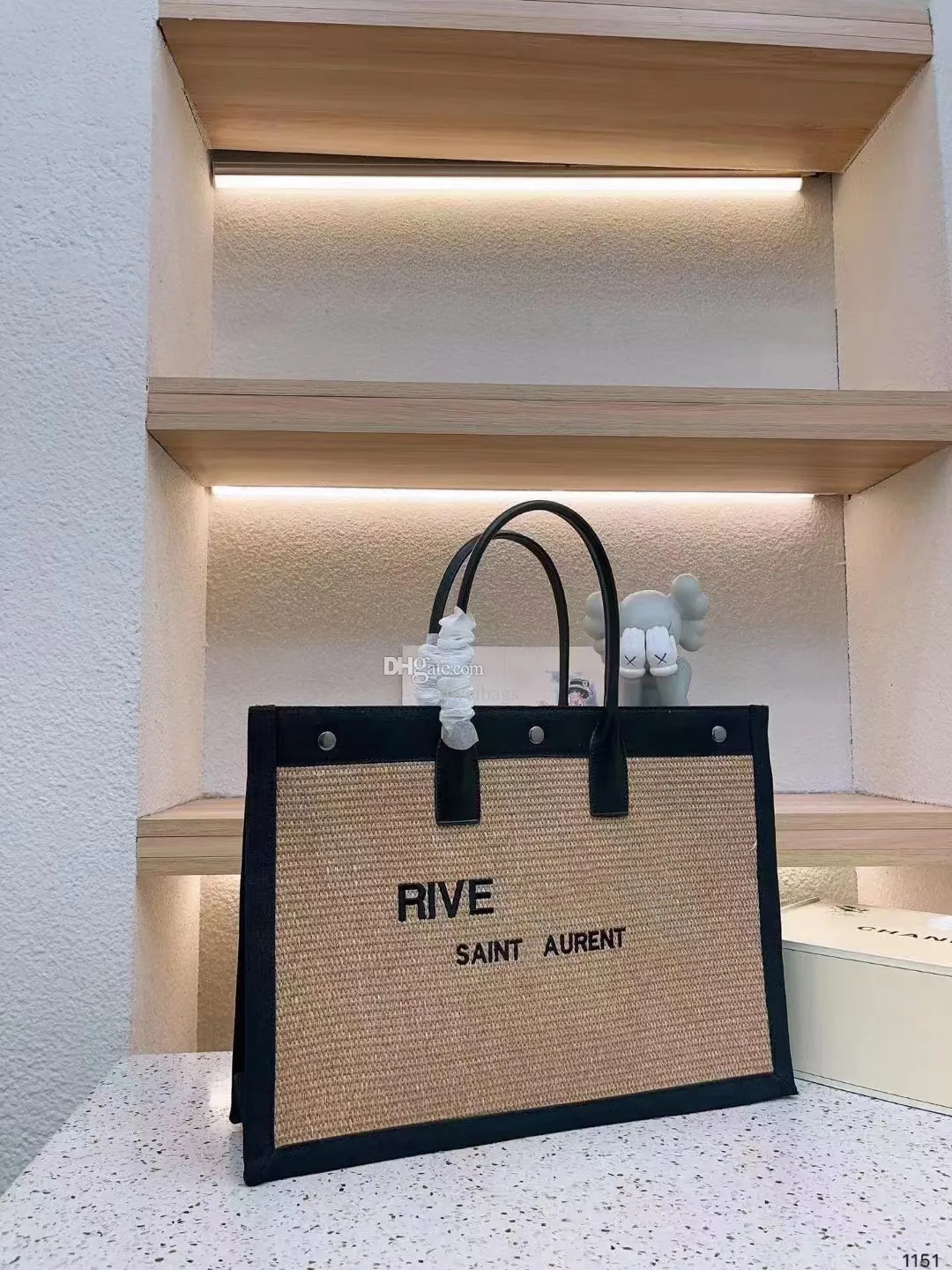 RIVE GAUCHE Woven Classic Shopping Bag Beach Bag Women Handbags