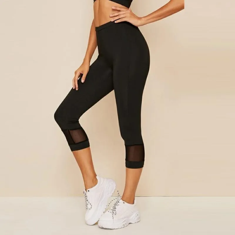 Gym Clothing 2023 Fashion Indoor Activities Pants Women Hollow Out Splice Tight Fitness Leggings Elasticity Cropped Yoga Trousers