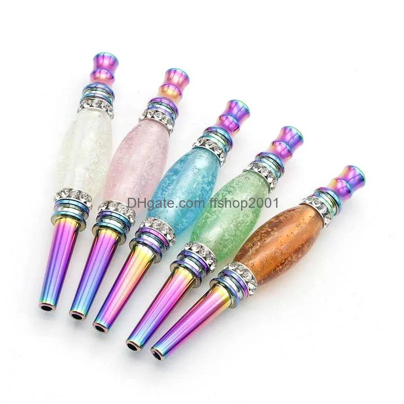 luminous diamond smoking pipes colorful hookah cigarette holder tobacco pipe removable arabian smok accessories dhs