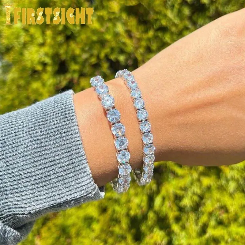 Bangle New Iced Out Zircon women men Bracelet 8mm CZ Tennis Chain Hiphop Link Fashion Punk Choker Chain Bling Charms Jewelry