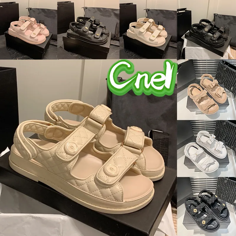 Designer Quilted Dad Sandals For Women, Luxury Top Quality Flatform Sandals, Crystal Calf