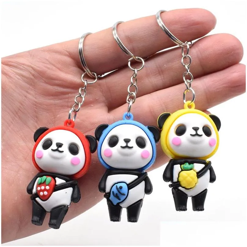 Porte-clés Longes Pvc Panda Porte-clés Pendentif Dessin Animé Porte-clés Lage Sac Décoratif Porte-clés Drop Delivery Accessoires De Mode Dhqlh