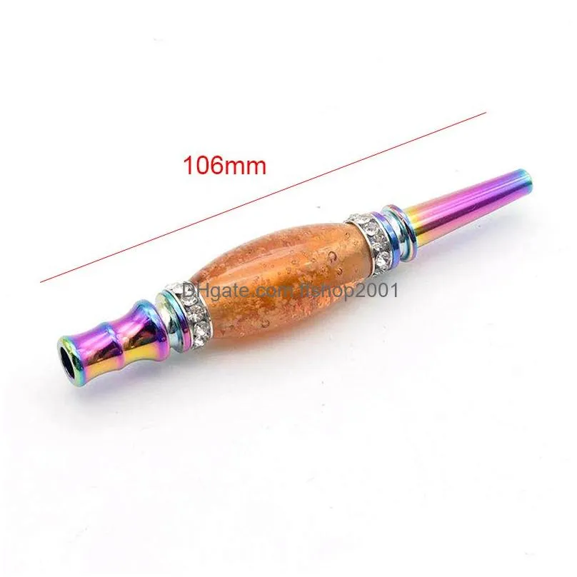 luminous diamond smoking pipes colorful hookah cigarette holder tobacco pipe removable arabian smok accessories dhs