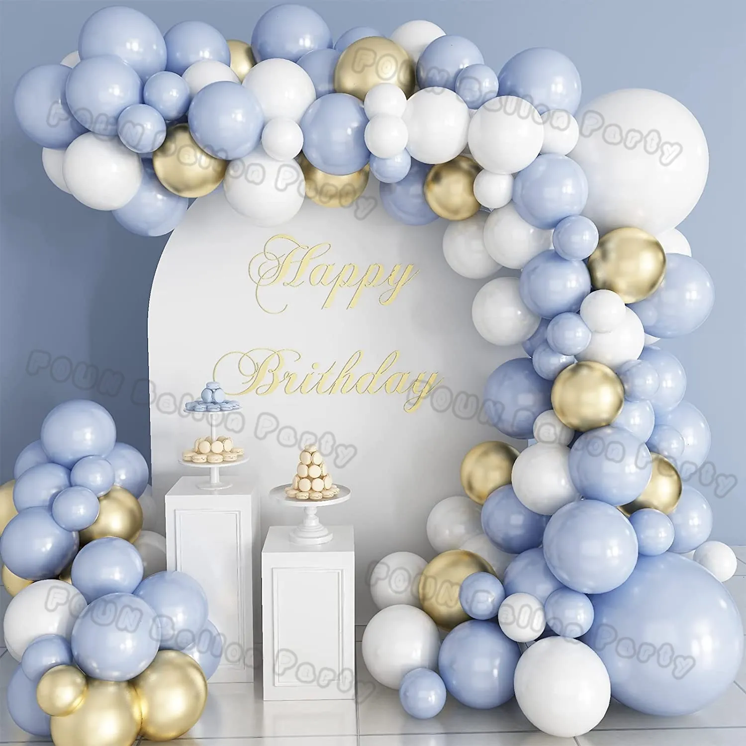 Other Event Party Supplies Blue Metallic Balloon Garland Kit White Gold Confetti Boy Latex Balon Arch Birthday Baby Shower Wedding Party Decorations Globos 230523