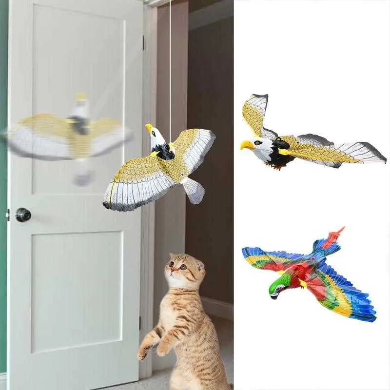 Interactive Electric Flying Eagle Parrot Flying Bird Cat Toy For