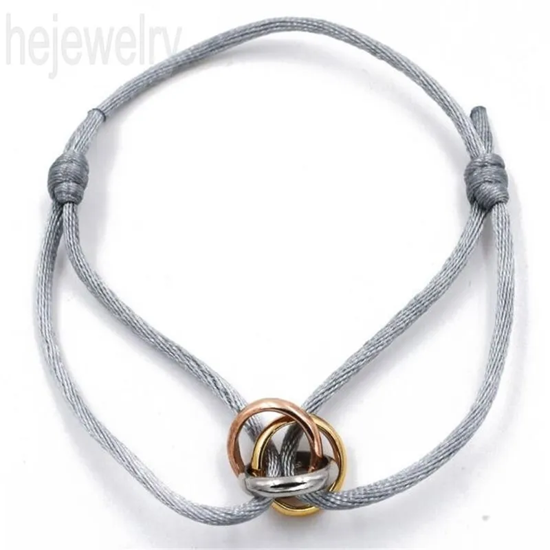 Jularmband för kvinnor Röd reparmband Trinity Ouside smycken kedjor pläterade silver tre ringar blå snygga armband färgglada f23