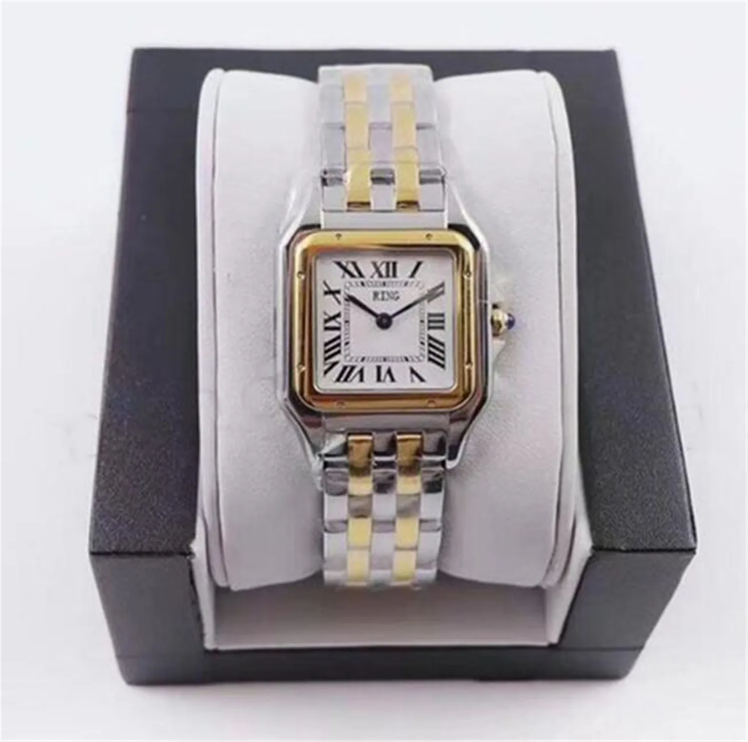Lady AAA rechthoekig kwarts horloge roestvrij staal schuifelende buckle dames gouden horloges saffier lumineuze duikwacht montre de luxe designer polshorloges