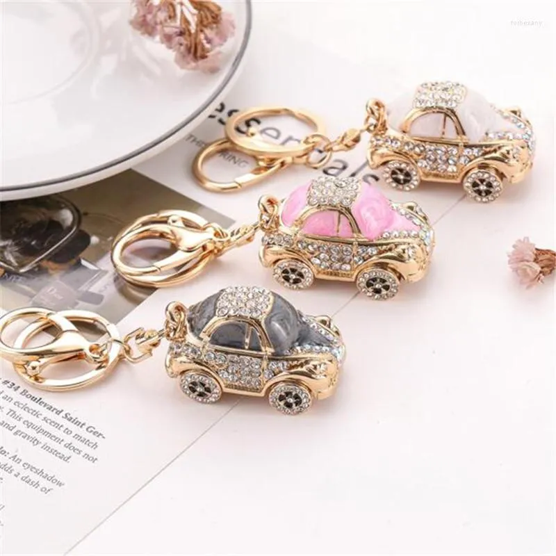 Keychains 2023 Cristal Crystal Pink Carchain Keychain Rhinestone Keyring Bag Solter Presente para homens bugigangas joias por atacado