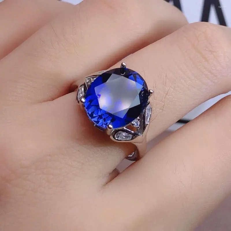 Küme halkaları çift safir tanrıça mizaç bayanlar açık iş erkekler adamı ring set aksesuarları kadınlar için