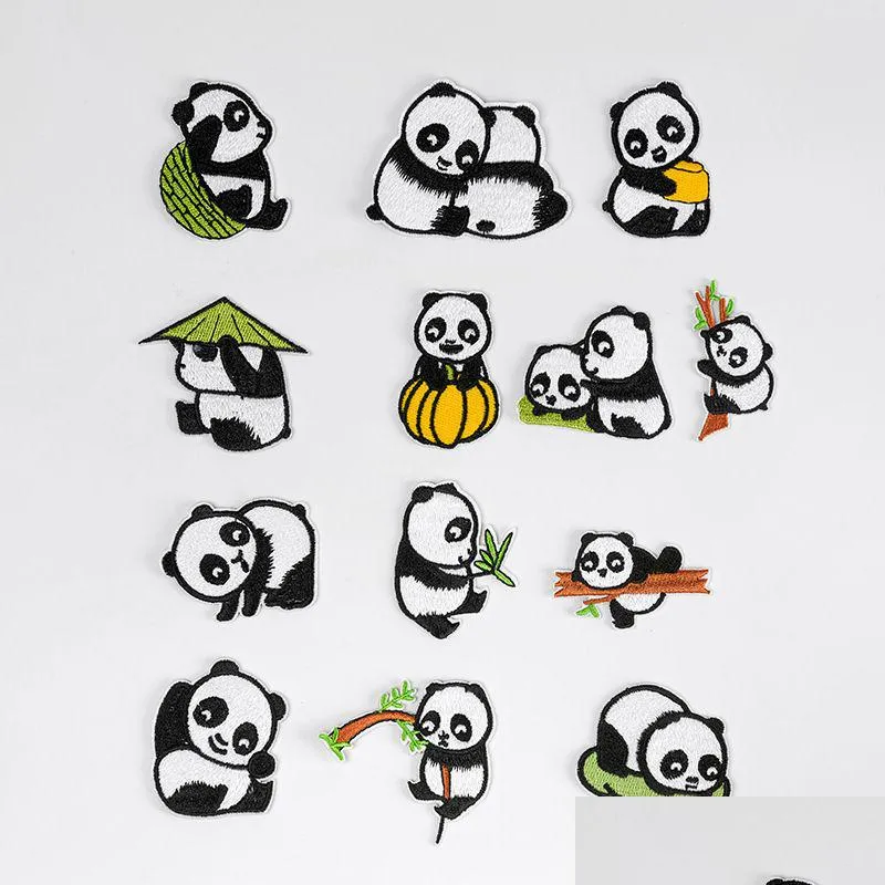 Ferramentas de noções de costura fofa panda delicada bordados de animais decorativos de animais em apliques de costura para roupas de jeans Hat Hat Arts Dro dh9fq