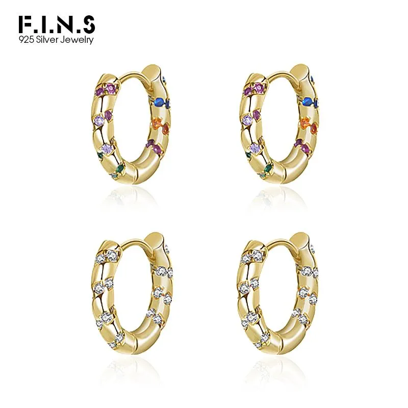 Küpe F.I.N.S 925 STERLING Gümüş Gökkuşağı Zirkon Çember Küpe Küpe