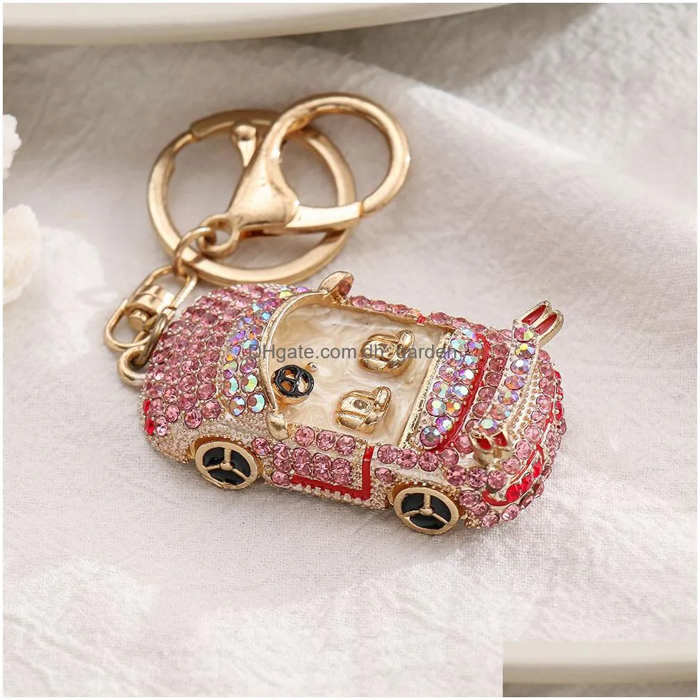 classic metal car oil painting ornaments beetle cars key ring pendants cartoon cute creative small gift