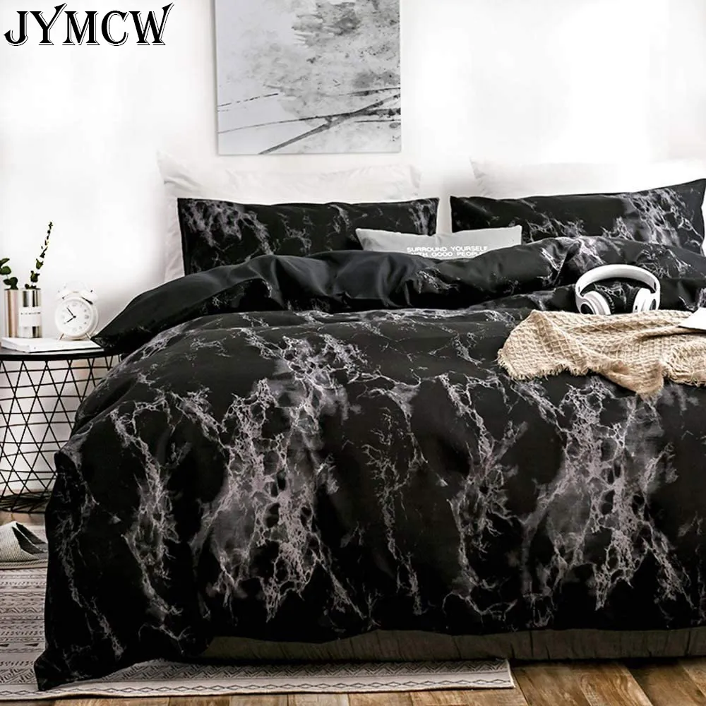 Bedding Sets Modern Marble Pressado Fache -Casa Capa Duvet Casamento Conjunto de cama de casal de casal de casal de casal sem folhas 230522