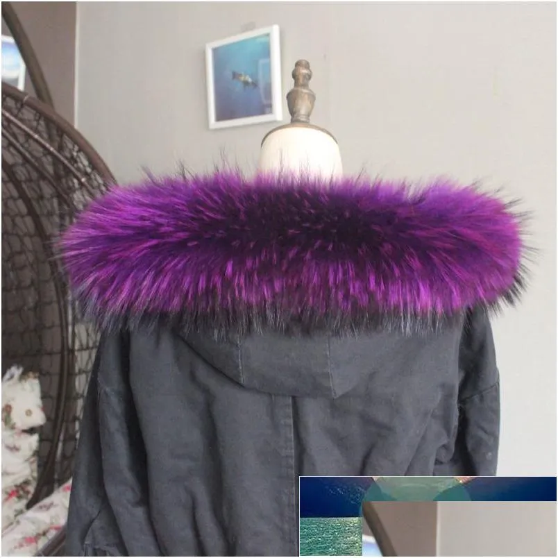 Scarves 100% Winter Natural Fur Collar Real Raccoon Warm Women Coat Female Neck Cap Long Genuine Factory Price Expert Design Dhgarden Dhoto