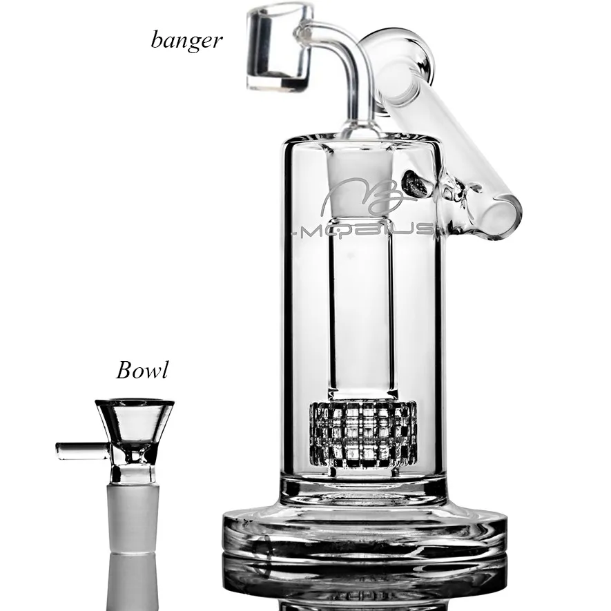 Mobius GLASS Bong narguilés 21cm Heady Dab Rigs Matrix Perc verre Eau Bong Oil Rig fumer tuyau d'eau accessoires 18mm Bol