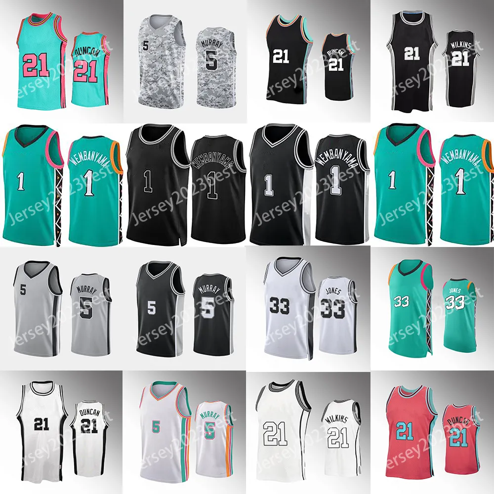 1 Maillot de basket Victor Anniversary Romeo Langford Jeremy Sochan Manu 20 Ginobili Tim 21 Duncan Keldon Johnson Maillot Devin Vassell College Hommes Femmes Jeunesse XS 4XL