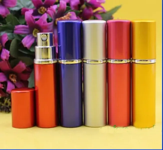 5ml Mini Spray Perfume Bottle Travel Refillable Empty Cosmetic Container Perfume Bottle Atomizer Aluminum Refillable Bottles lin2913