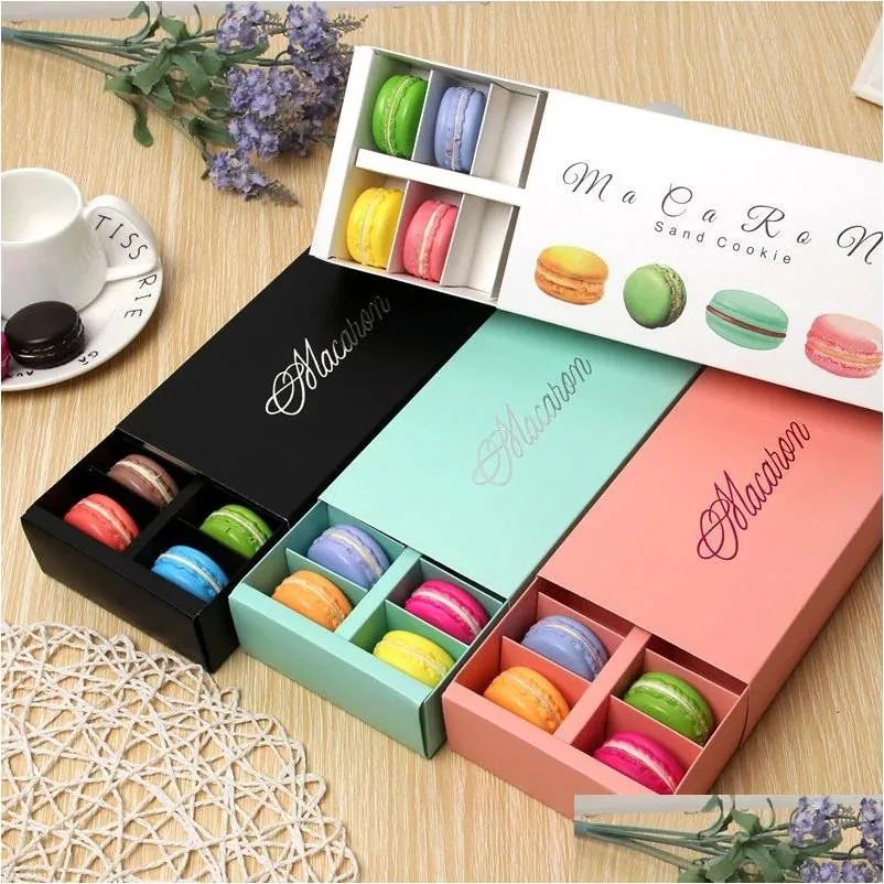 Present Wrap Candy Color Aron Cake Box Biscuit Muffin Boxes 20x11x5cm matförpackningar presenter Pappersdessert leveranser Drop Delivery Home GA DHFHC