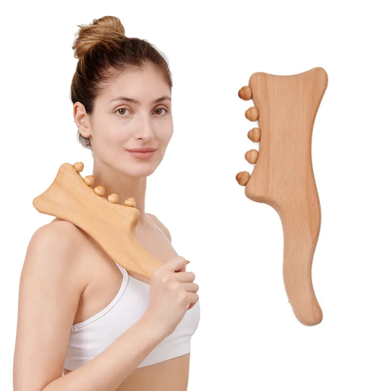 Venta al por mayor, herramientas de masaje de terapia de madera, masajeador de drenaje linfático de madera, herramienta para esculpir el cuerpo, herramientas de masaje de madera Guasha Gua Sha