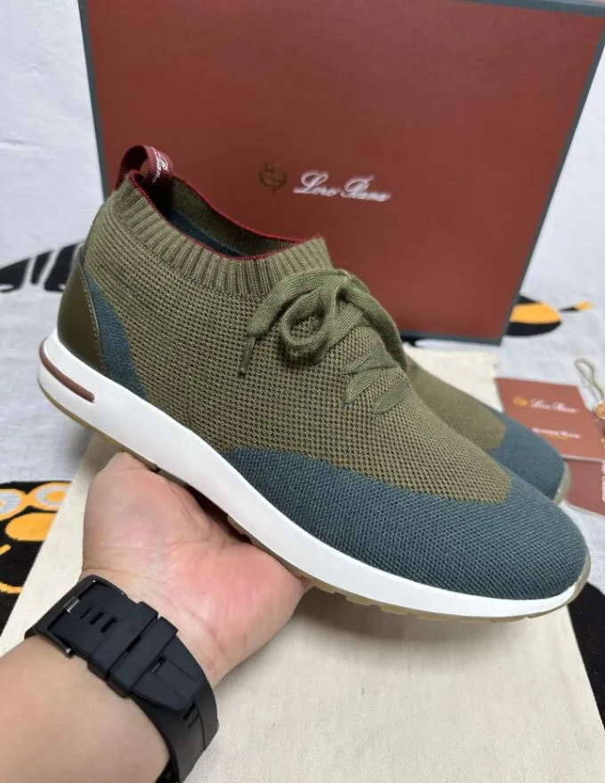 2024 Luxury designer Mens Loro walk Shoes Lace Up Assorted Colors Woollen Knitting Lp Shoe Jogging Sneakers Male 45 46