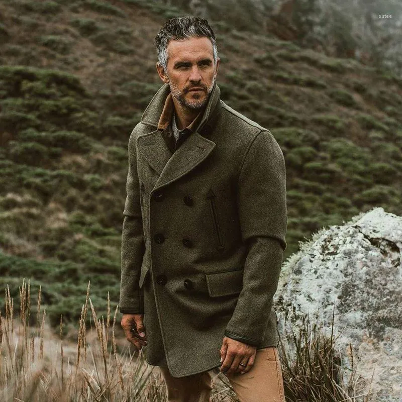Vintage Double Breasted Wool Tweed Trench Coat Mens For Men Solid Color Winter Outerwear With Turn Down Collar And Casual Style From Cutee 33.58 DHgate.Com