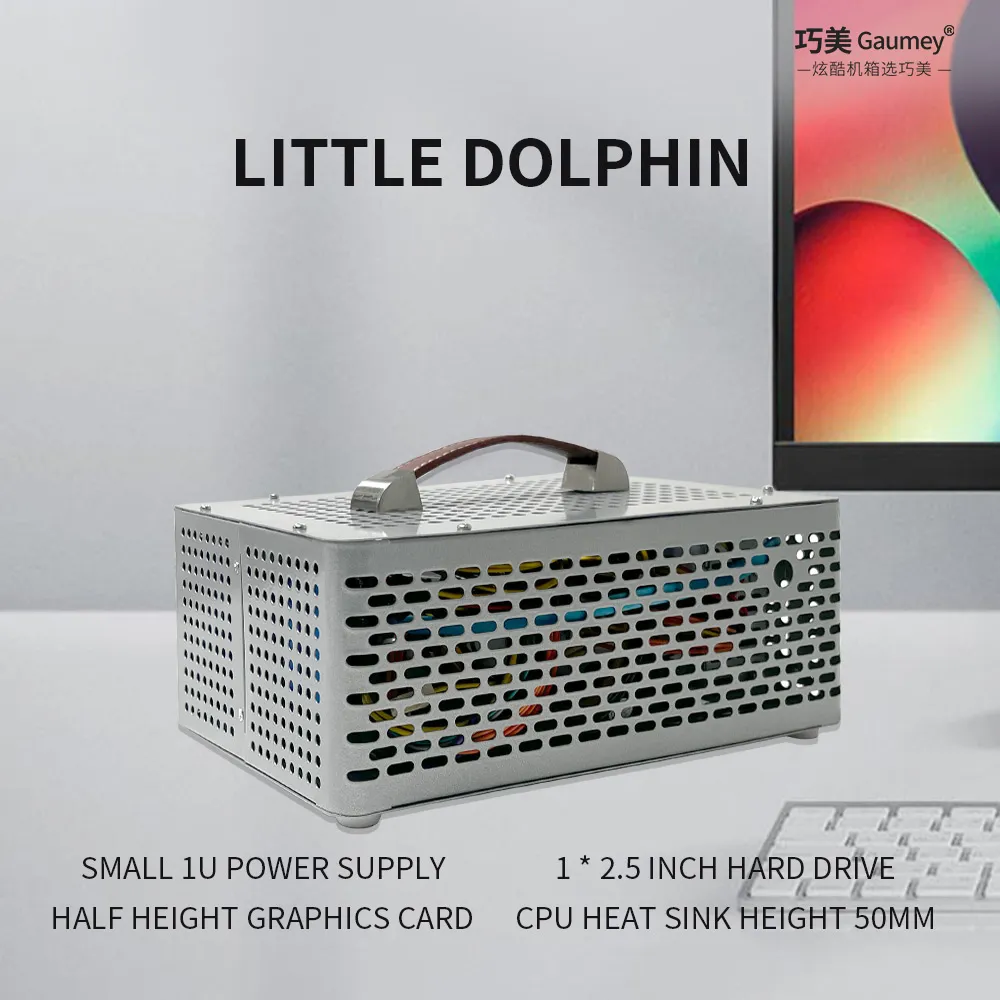 Little Dolphin-chassisMini kleine host-microcomputer desktop itx-chassisbehuizing draagbaar, aanpasbare kleur