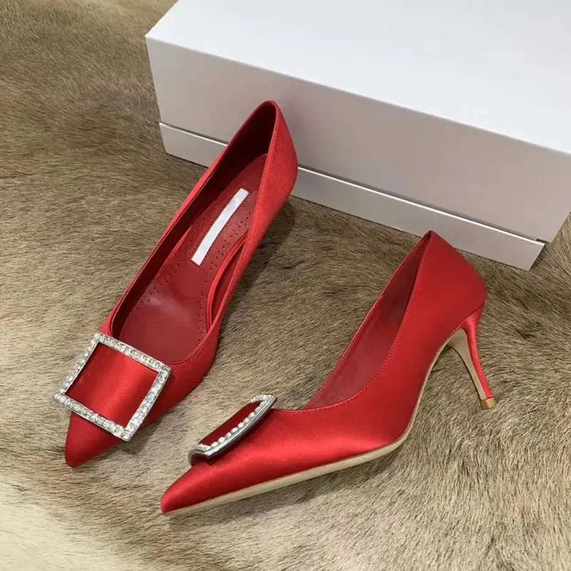 crystal shoe Red With Box Shoes pumps high heels rhinestone Transparent diamond sandals shine cap toe fine tip sexy summer 6.5CM 34-40
