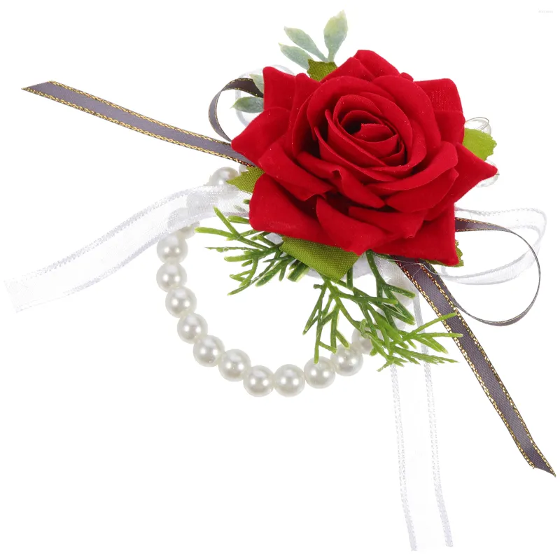 Decoratieve bloemen Rose Polslet Band Bracelet Rustic Vintage Wedding Prom Party Decor