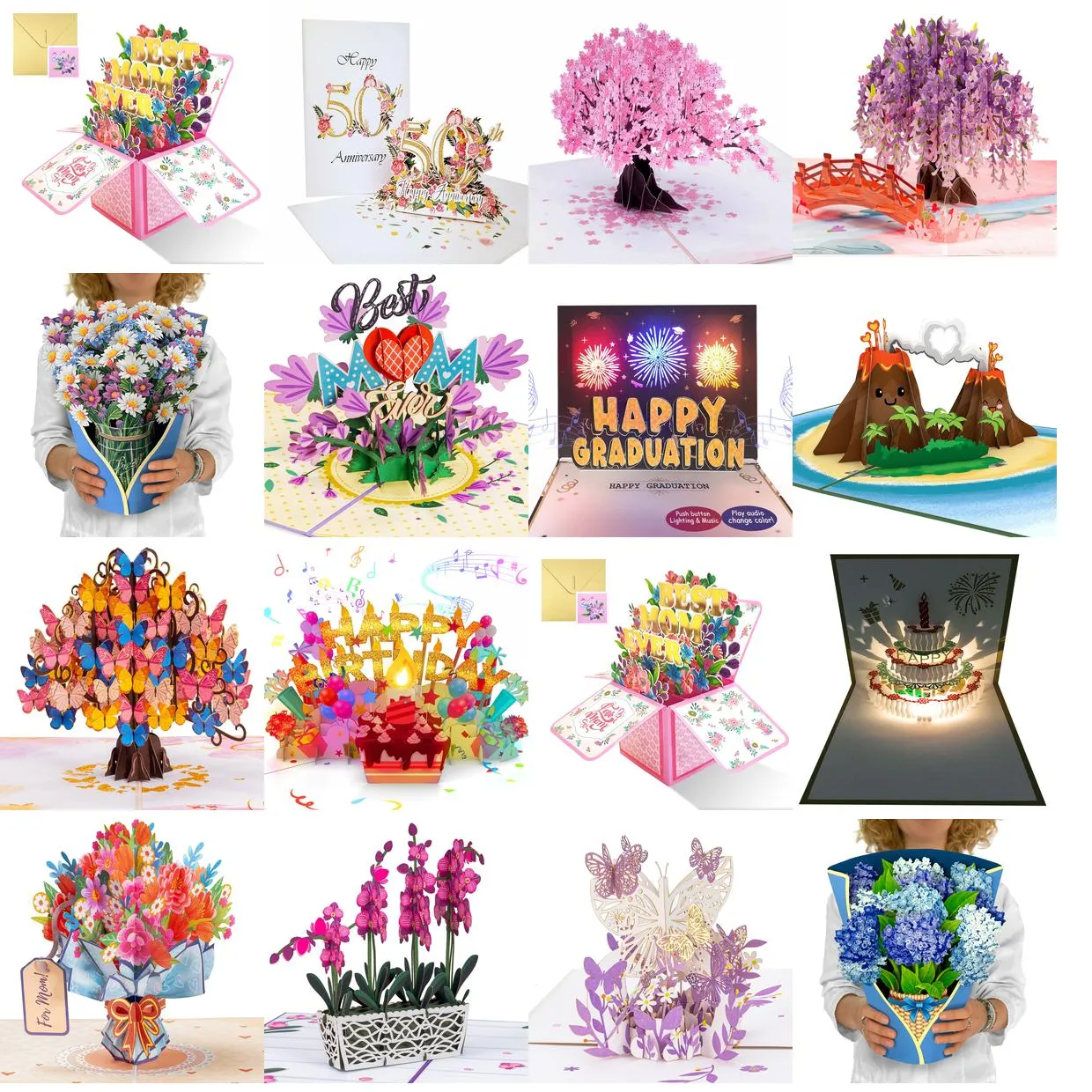 Cartes De Voeux Violet Papillon Anniversaire Pop Up Carte Fleur 3D Cadeau Pour Femme Femme Fille Fille Fête Des Mères En Pensant À Vous Anniver Amuoh