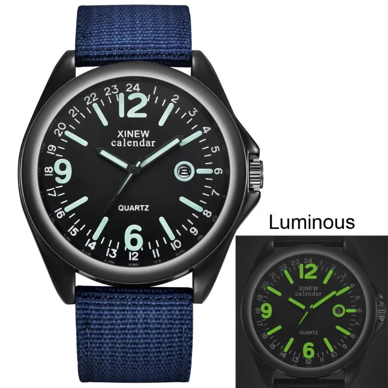 Relojes de pulsera para Hombre, Reloj de pulsera luminoso, correa de nailon, esfera de escala clásica, relojes analógicos de cuarzo impermeables simples para Hombre, regalo para Hombre