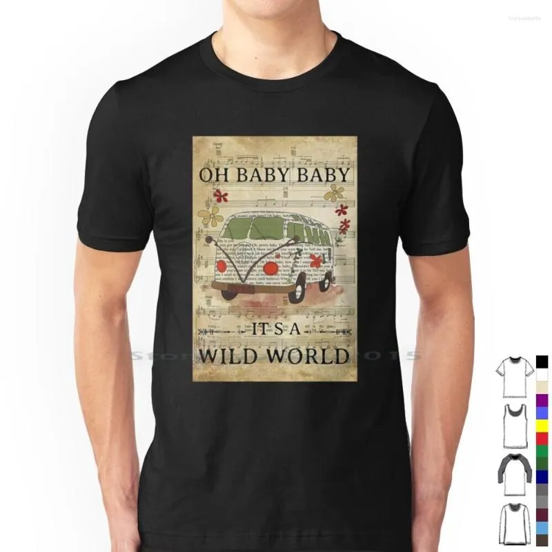 Herr t -skjortor oh baby det är en vild värld hippie skjorta bomull dess korta långa ärm tee topp