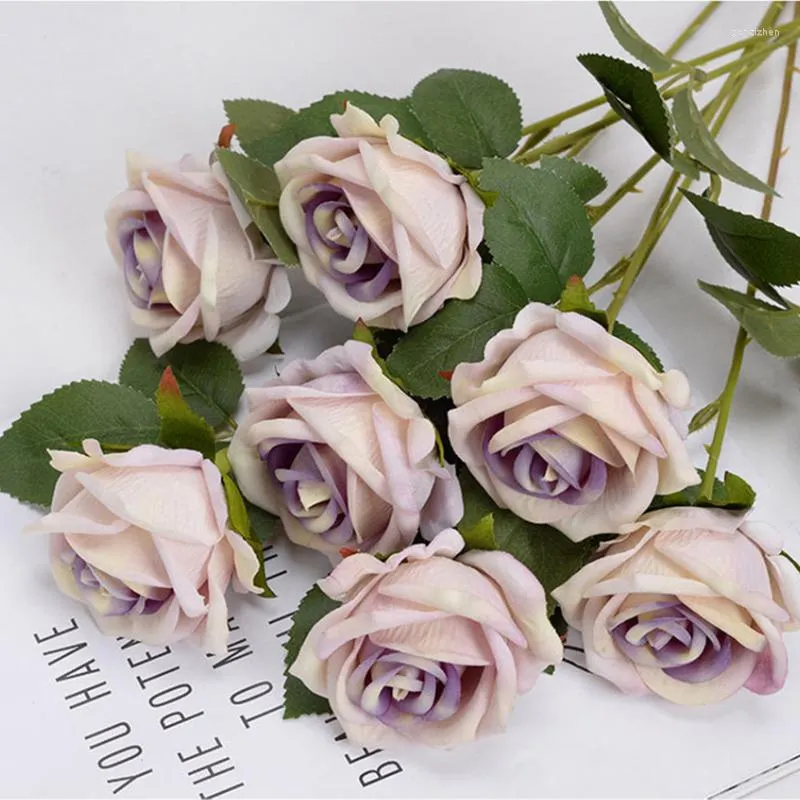 Decoratieve bloemen 5 stks kunstmatige zijden roos lang tak boeket voor valentijnsdag bruiloft decoratie nep planten diy krans home decor
