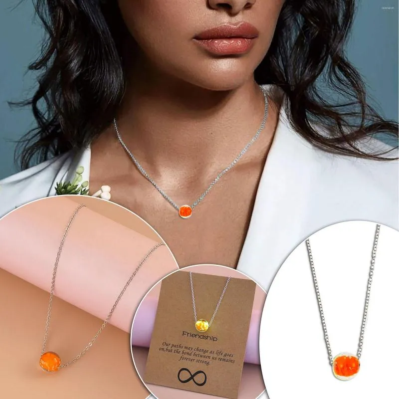 Ketens vrouwen parel ketting hanger noctilucent oranje bol glas transparant accessoire