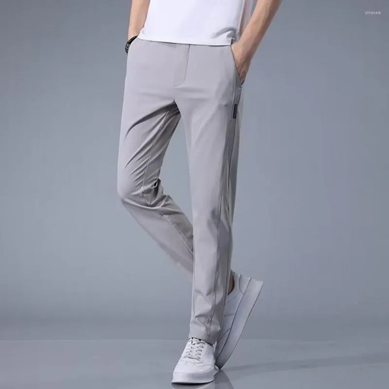 Calças masculinas Slim Fit Fitle Pure Color Men se adequa aos bolsos de verão respiráveis