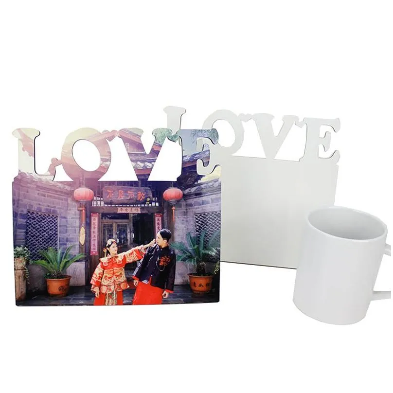 Cornici e modanature Sublimazione Blank P O Frame Album Ornamenti Fai da te Trasferimento di calore Decorazione desktop San Valentino Regalo Drop Deliv Dhbdy