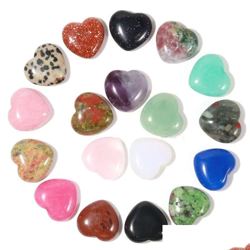 Party Favor Natural Crystal Stone Heart Shaped Gemstone Ornaments Yoga Healing Crafts Decoration 20Mm Drop Delivery Home Garden Fest Dh0Iv