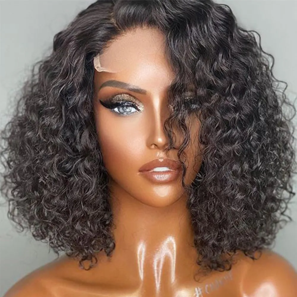Short curly lace closure wig/ cooperate wig style/ new in wig style - Wigs  black, average, curly, short, human hair