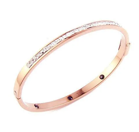 Bangle Yunruo Shining Crystal Drill Bangle Titanium Steel Rose Gold Silver Plated Birthday Present Woman Jewelry Gratis frakt aldrig bleknar