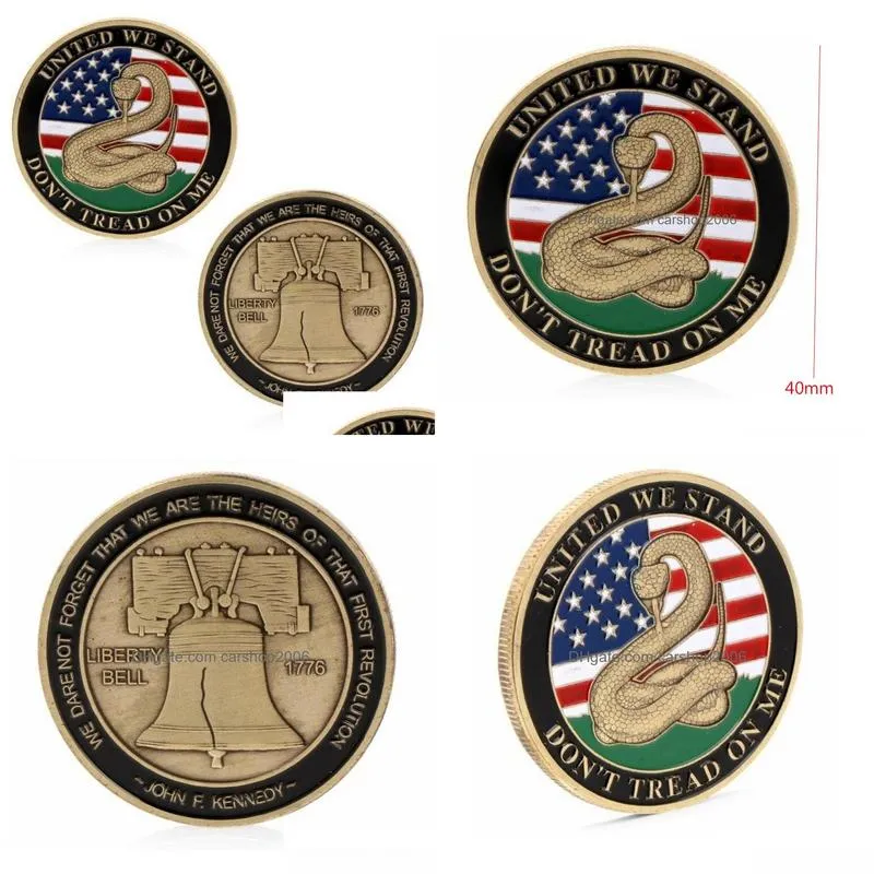 Arts And Crafts American Gadsden Flag Moneda conmemorativa Colección de serpientes decorativas Aleación Monedas de oro Entrega directa Home Garden Dhayp