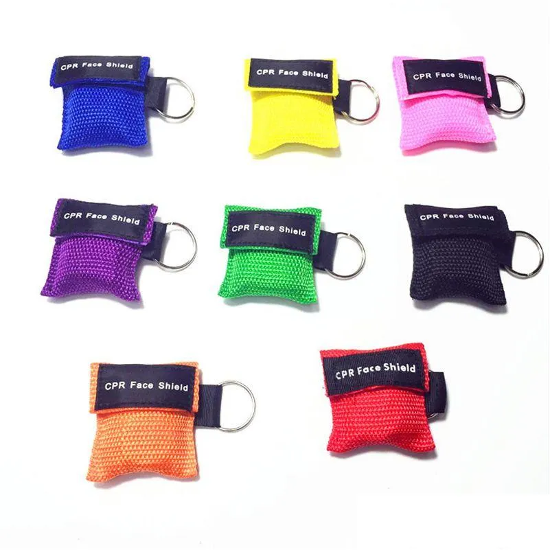 Keychains Lanyards 8 Colors Cpr Resuscitator Mask Keychain Emergency Face Shield First Help For Health Care Tools Customized Logo Dhl0F