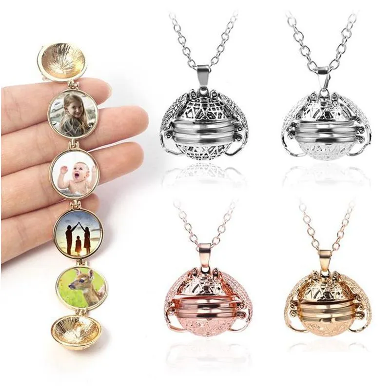 Pendant Necklaces 4Layer P O Necklace Diy Magic Album Box Angel Wing Ball Drop Delivery Jewelry Pendants Dhzat