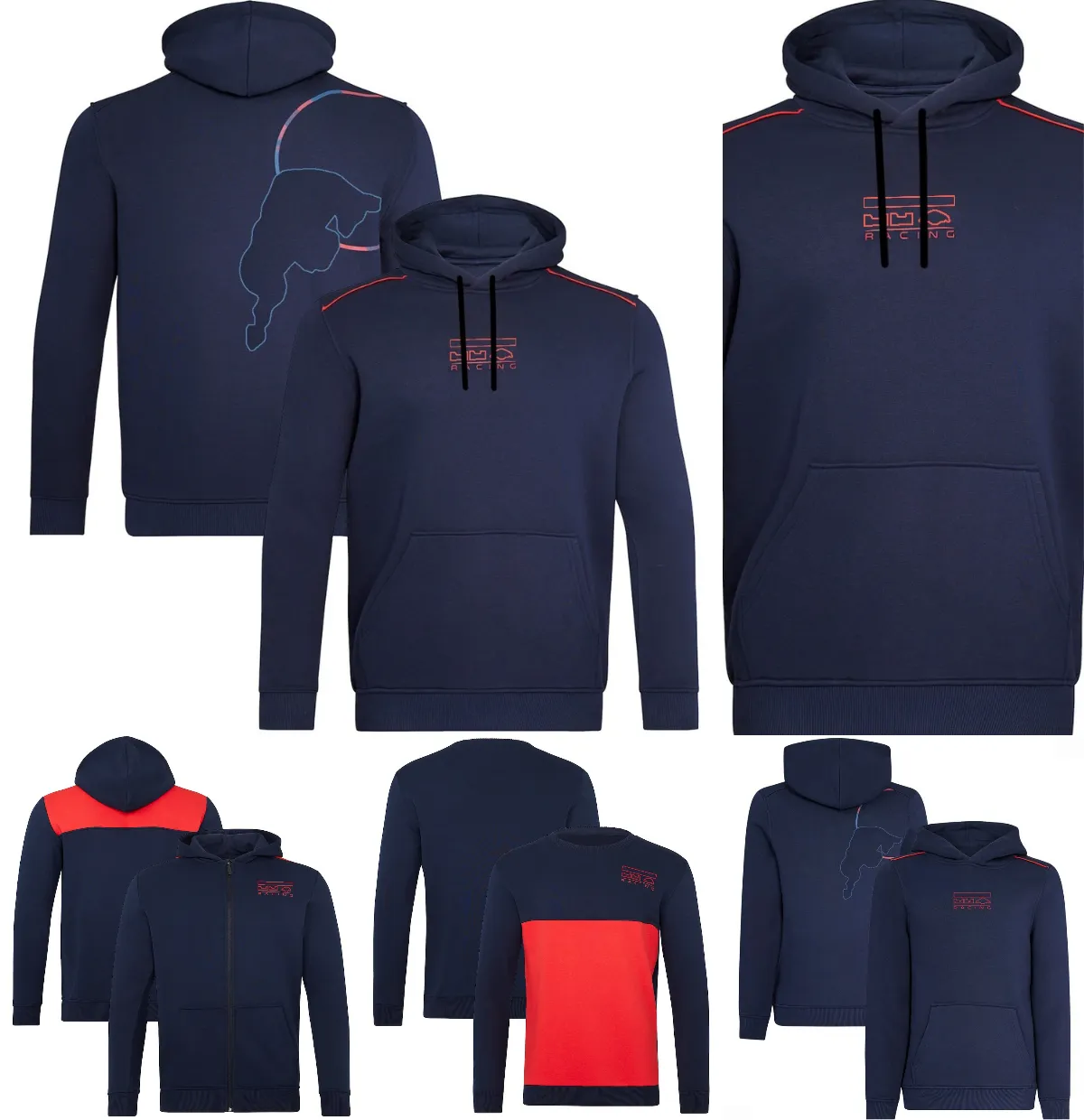 2023 Nuevo traje de carreras del equipo F1 Chaqueta con capucha Fórmula 1 Chaqueta con capucha y cremallera Sudadera deportiva informal de gran tamaño para hombre Sudadera con capucha